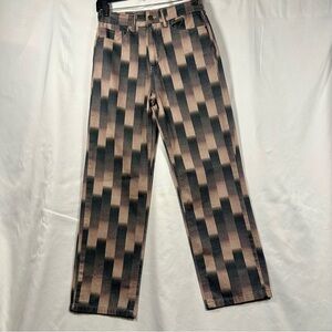 Vintage Supply Geometric Black and Brown Men's Straight Jeans